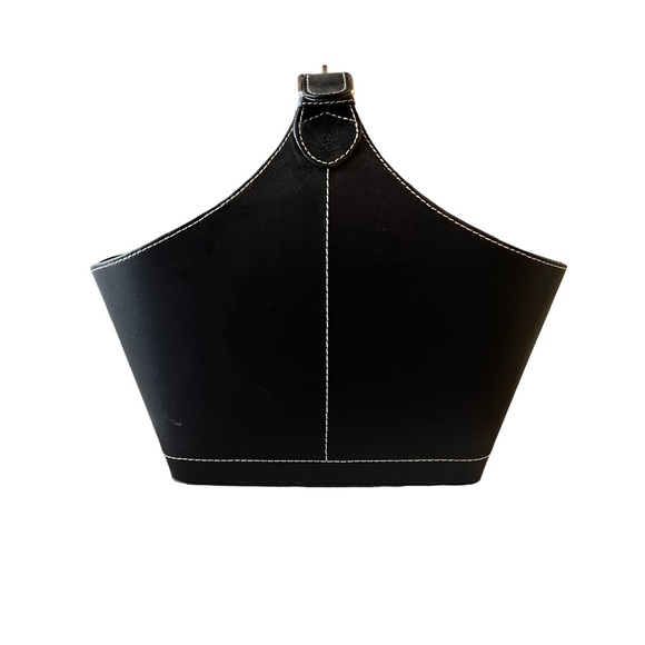 BLACK FAUX LEATHER BASKET - Picture 2 of 3